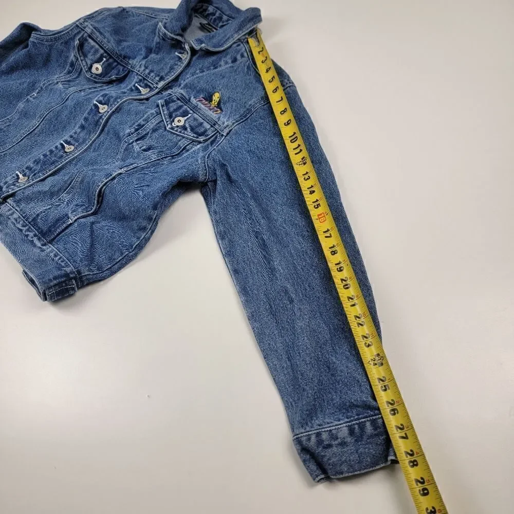 Vintage Y2K Tweety Bird Looney Tunes Warner Bros‎ Denim Jacket Large Button up